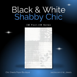 Bloco De Notas Black & White Shabby Chic Botânico 3M