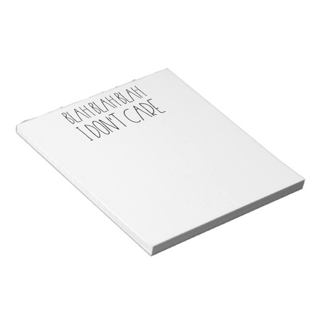 Bloco De Notas Blah blah blah, eu não me importo com sarcástico (Inclinado)