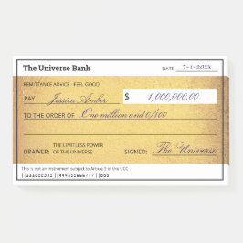 Bloco De Notas Blank Check Gold Law of Attraction Abundance