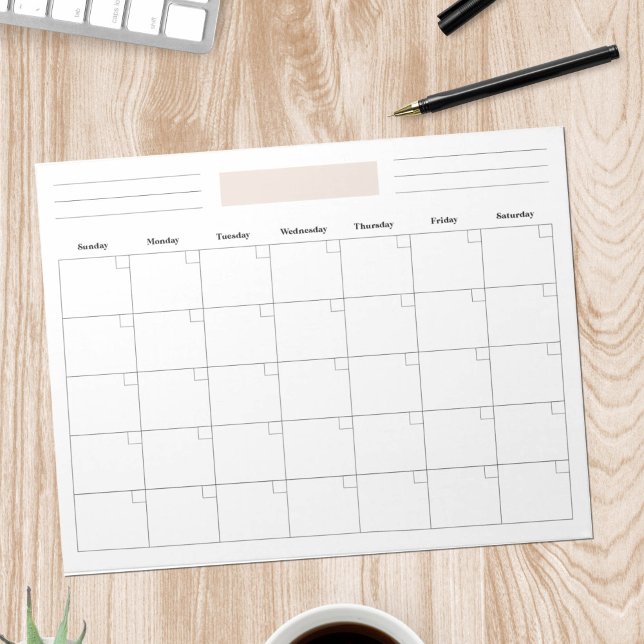 Bloco De Notas Blank Monthly Calendar Planner (blank, minimalist monthly planner notepad)