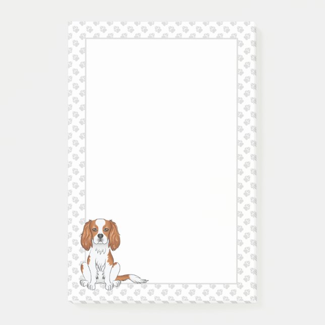 Bloco De Notas Blenheim Cavalier King Charles Spaniel & Paws (Frente)