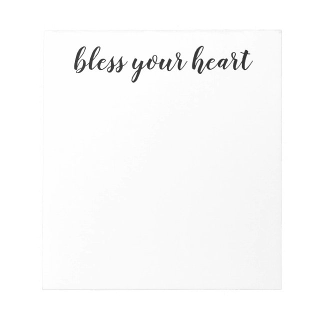 Bloco De Notas Bless Your Heart Black Script (Frente)