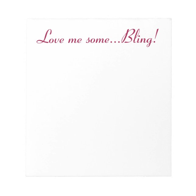 Bloco De Notas Bling Love Shiny Sparkly Girly Jewelry Jewels (Frente)