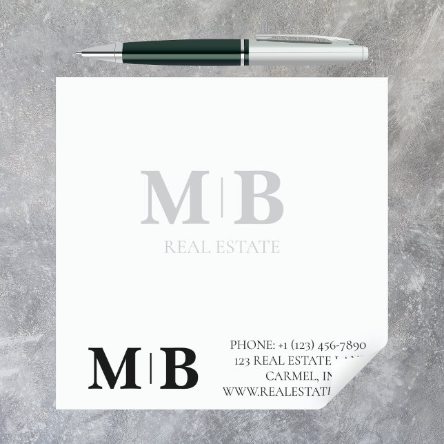 Bloco De Notas Bloco Personalizado Monograma Logotipo Profissiona (Create a custom, monogram logo for you real estate or other professional business. )