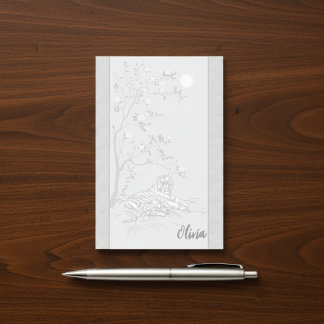 Bloco De Notas Blocos de notas adesivas com arte de tigre vintage