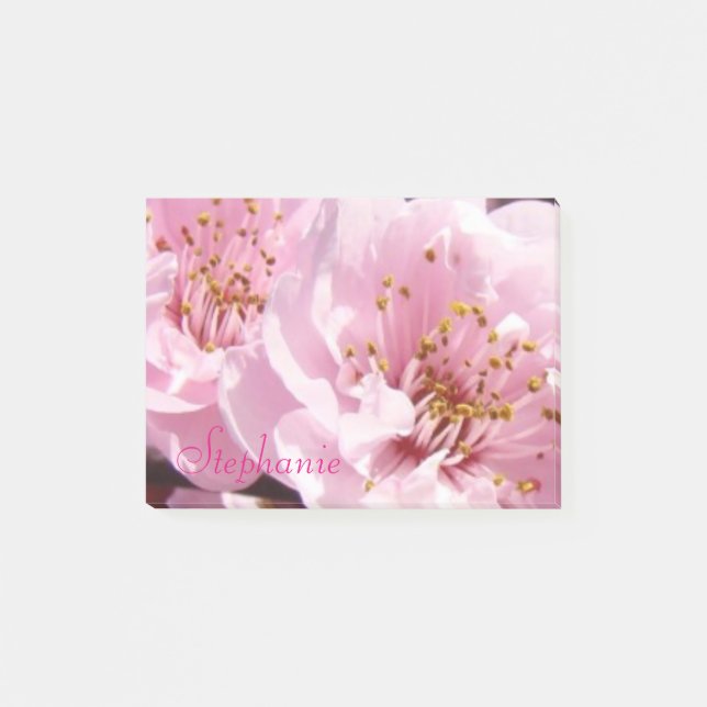 Bloco De Notas Blocos de notas adesivas Nome Personalizado Flores (Frente)
