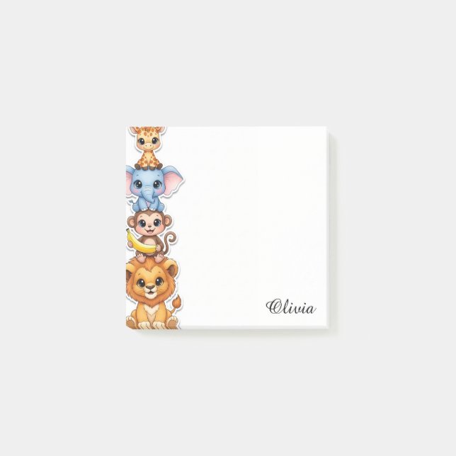 Bloco De Notas Blocos de Notas Adesivos Aquarela Animais Safari N (Frente)