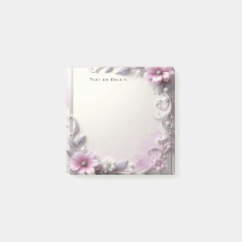 Bloco De Notas Blocos de Notas Adesivos com Moldura Floral Rosa