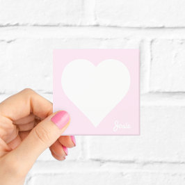 Bloco De Notas Blocos de Notas Adesivos Coração Rosa Pastel com N