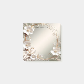 Bloco De Notas Blocos de Notas Adesivos Florais Brancos Ornamenta