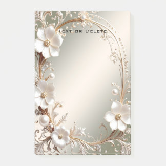 Bloco De Notas Blocos de Notas Adesivos Florais Brancos Ornamenta