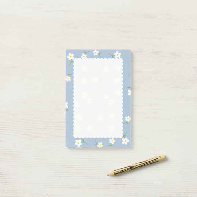 Bloco De Notas Blocos de Notas Adesivos Florais Dusty Daisy | Bot (Na mesa)