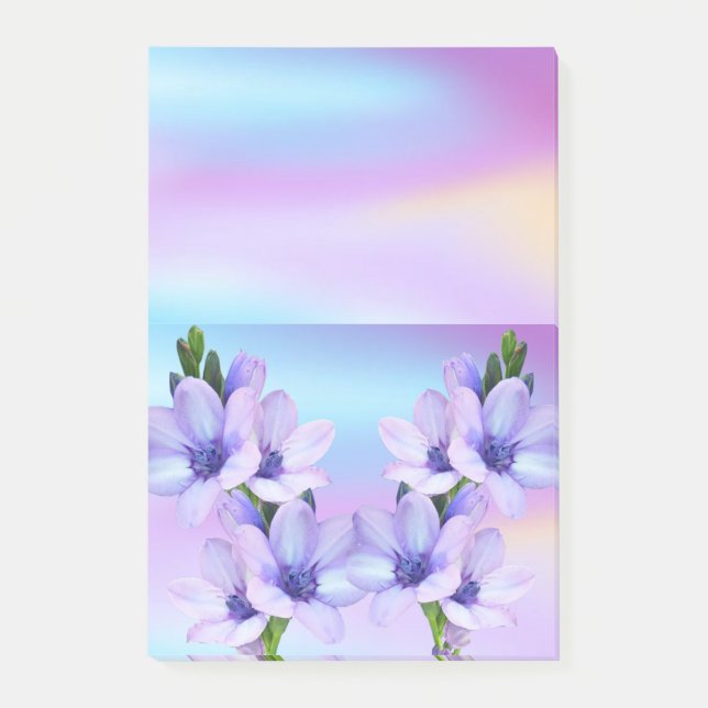 Bloco De Notas Blocos de Notas Adesivos Flores Roxas Floral (Frente)