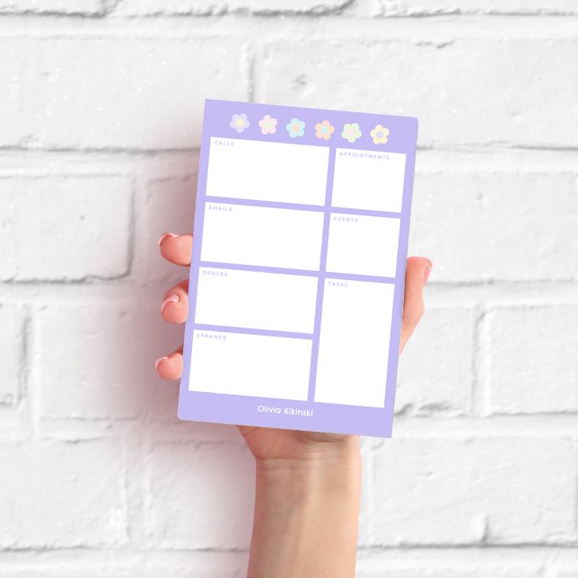 Bloco De Notas Blocos de Notas Adesivos Roxos com Flores Pastel (Criador carregado)