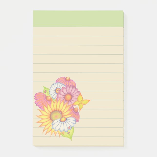 Bloco De Notas Blocos de Notas Autocolantes de Flores Silvestres  (Frente)