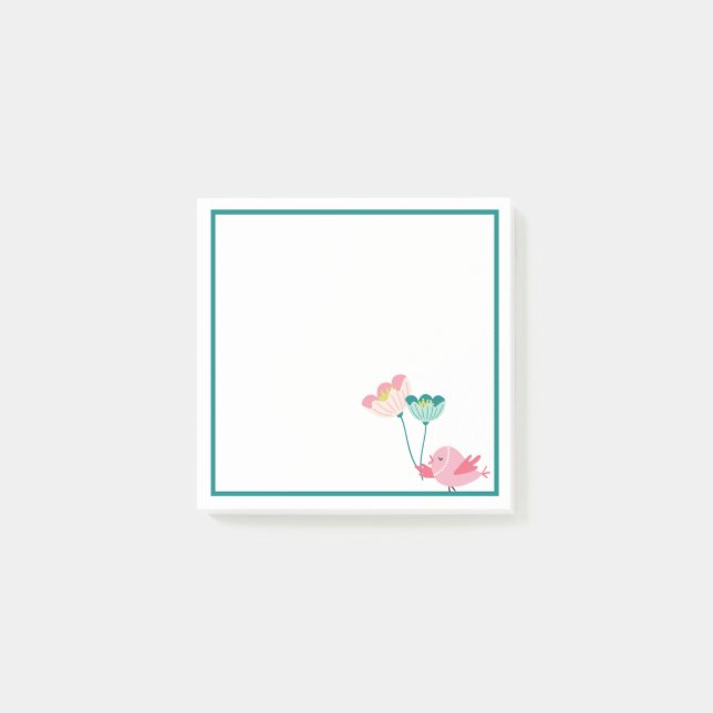Bloco De Notas Blocos de Notas Bird e Flores (Frente)
