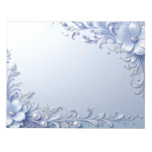 Blocos de Notas com Flores Ornamentadas Azuis e Pé