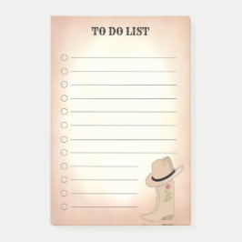 Bloco De Notas Blocos de Notas Country Beige Botas e Chapéu Lista