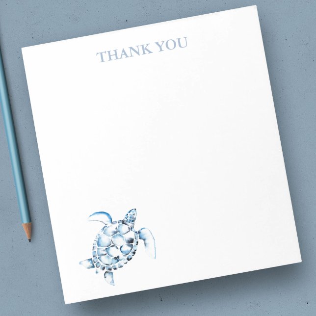 Bloco De Notas Blocos de Notas de Agradecimento de Tartaruga Mari (thank you notepads sea turtle stationery watercolor art by Victoria Grigaliunas)