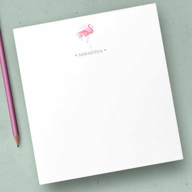 Bloco De Notas Blocos de Notas de Flamingo Rosa Caprichoso (Tropical pink flamingo notepads unique watercolor art by Victoria Grigaliunas of Do Tell A Belle)