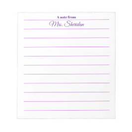 Bloco De Notas Blocos de Notas de Professores Papel Linhado Roxo