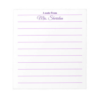 Bloco De Notas Blocos de Notas de Professores Papel Linhado Roxo