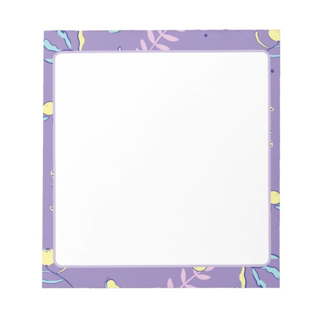 Bloco De Notas Blocos de Notas Diários com Padrão Floral Roxo (Frente)