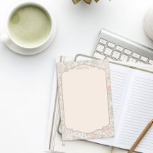 Blocos de Notas Florais Pastel com Nome—Post-it No