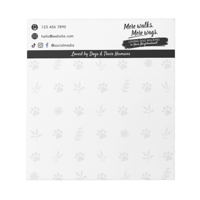 Bloco De Notas Blocos de Notas para Pequenos Negócios de Pet Sitt (Frente)
