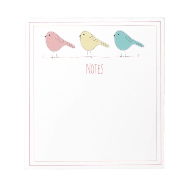 Bloco De Notas Blocos de Notas Pássaros em um Fio (Frente)