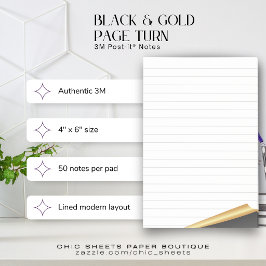 Bloco De Notas Blocos de Notas Post-it® 3M Black & Gold Page Turn