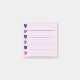 Bloco De Notas Blocos de Notas Post-it Coração Rosa e Azul