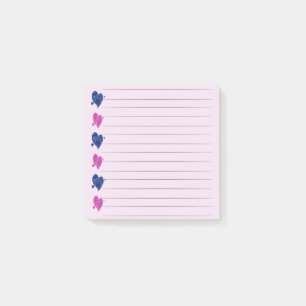 Bloco De Notas Blocos de Notas Post-it Coração Rosa e Azul