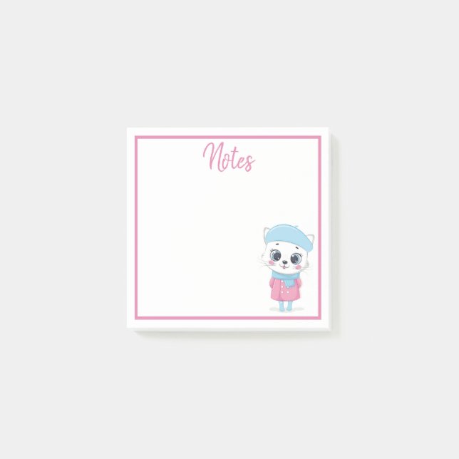Bloco De Notas Blocos de Notas Post-it de Gatinho Branco de Inver (Frente)