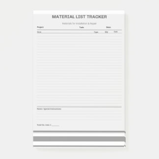 Bloco De Notas Blocos de Notas Post-it® de Lista de Materiais