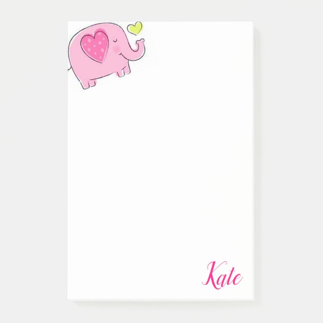 Bloco De Notas Blocos de Notas Post-it Elefante Rosa (Frente)