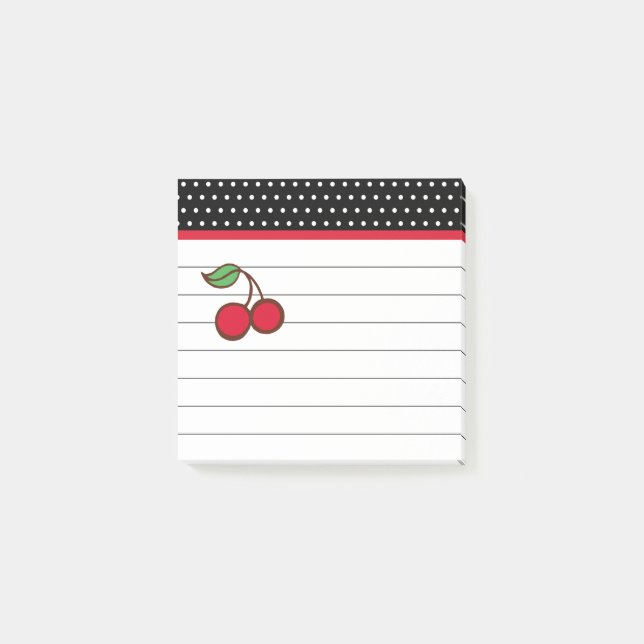 Bloco De Notas Blocos de Notas Retro Cereja Post It (Frente)