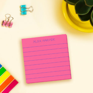 Bloco De Notas Blocos de Notas Rosa Escuro Simples com Nome
