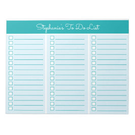 Bloco De Notas Blocos Simples Azul Turquesa 8,5x11 Lista de Verif