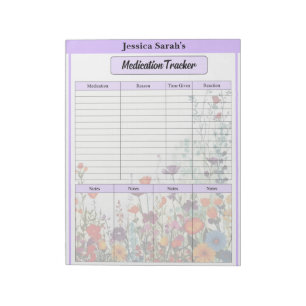 Bloco De Notas Blooming Purple Garden_ Medication Tracker