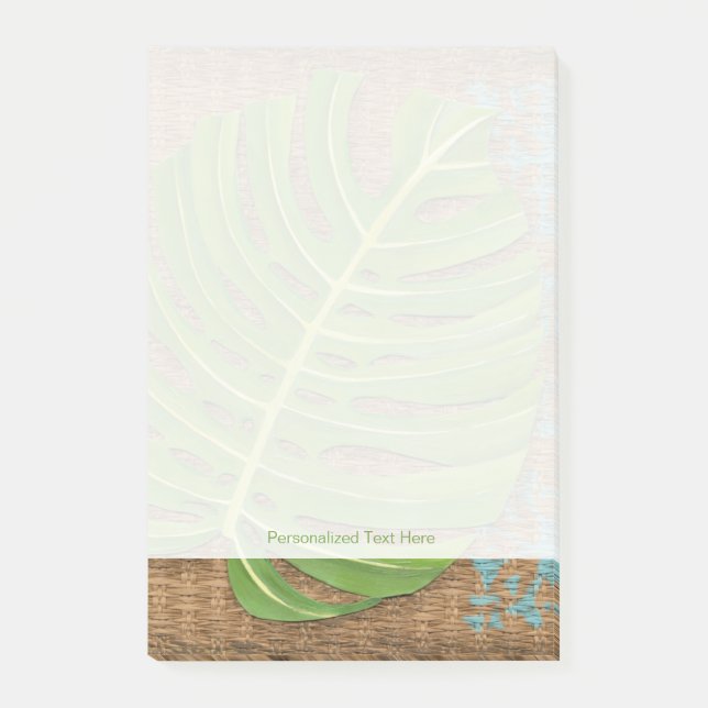 Bloco De Notas Bloquear Palma de Impressão no Fundo do Wicker (Frente)