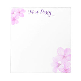 Bloco De Notas Blossom Girly Rosa Floral Personalizado