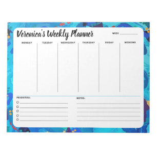 Bloco De Notas Blue Abstract Weekly To Do List Notepad Planner