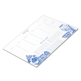 Bloco De Notas Blue Chinoiserie Weekly Planner Notepad