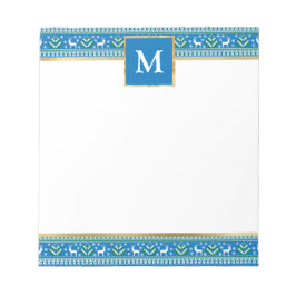 Bloco De Notas Blue Christmas Fair Isle Personalizado