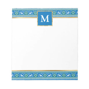 Bloco De Notas Blue Christmas Fair Isle Personalizado
