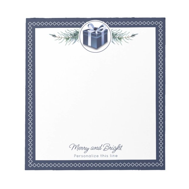 Bloco De Notas Blue Christmas Gift Personalized (Frente)