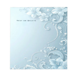 Bloco De Notas Blue Decorative Floral Notepad