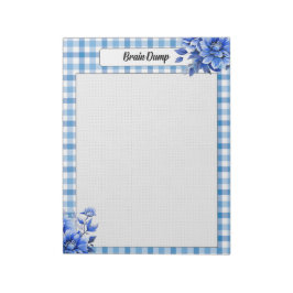 Bloco De Notas Blue Floral Gingham_ Brain Dump