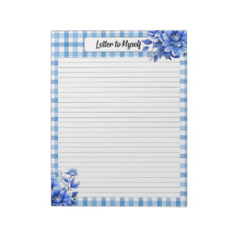 Bloco De Notas Blue Floral Gingham _ Carta a mim mesmo